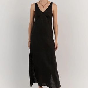 DISSH Black Linen Midi Dress